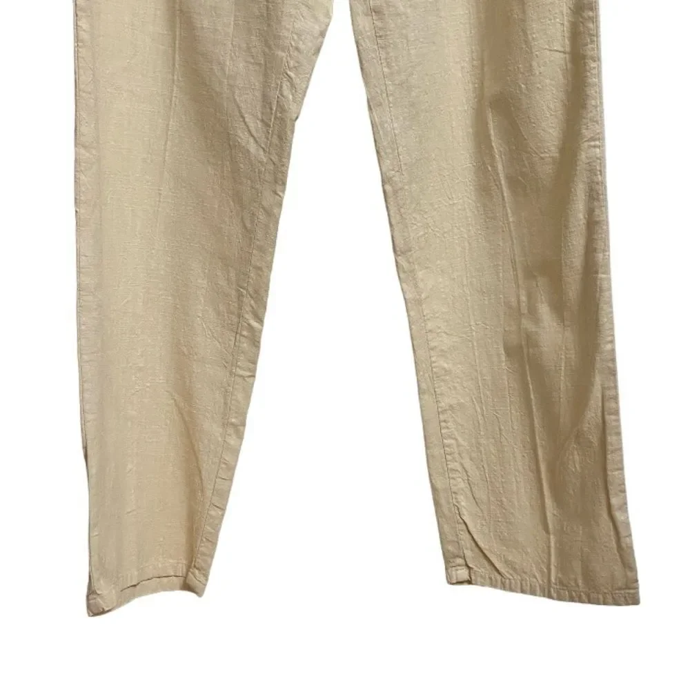 Produce Company Pull On Textured Pants Women's M Cotton Pockets Buttercream Boho